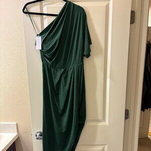 Baltic Born Addison Midi Dress, One Shoulder, Green, Large